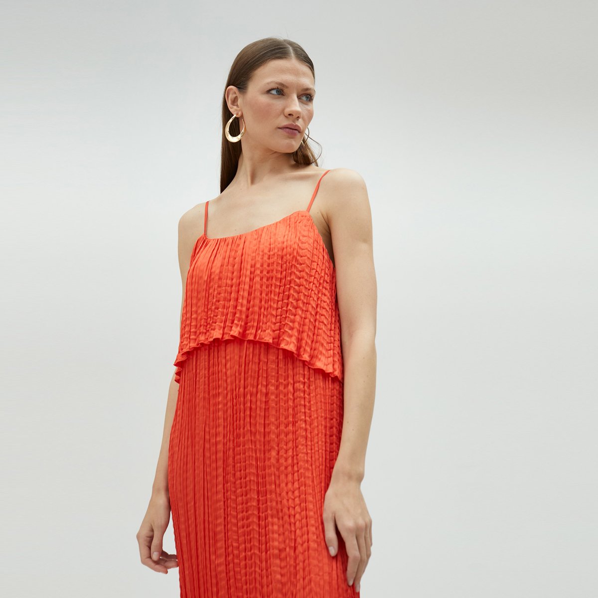 Robe longue à bretelles fines orange, LOLA CASADEMUNT
