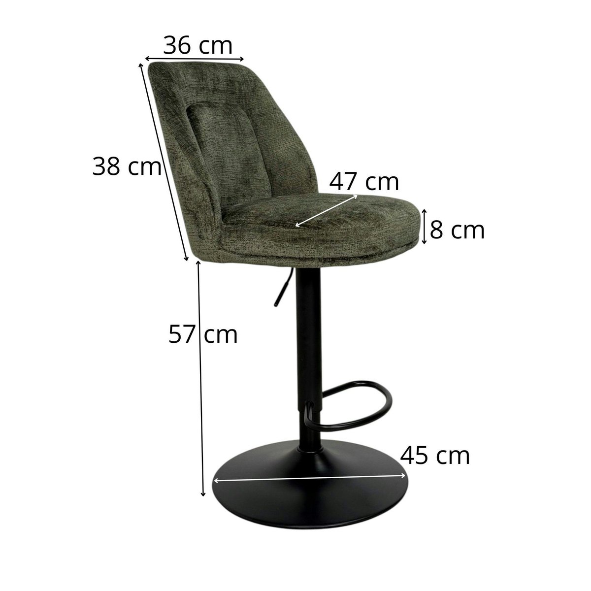 Chaise de bar pivotante et réglable (lot de 2) IENA vert, PIER IMPORT