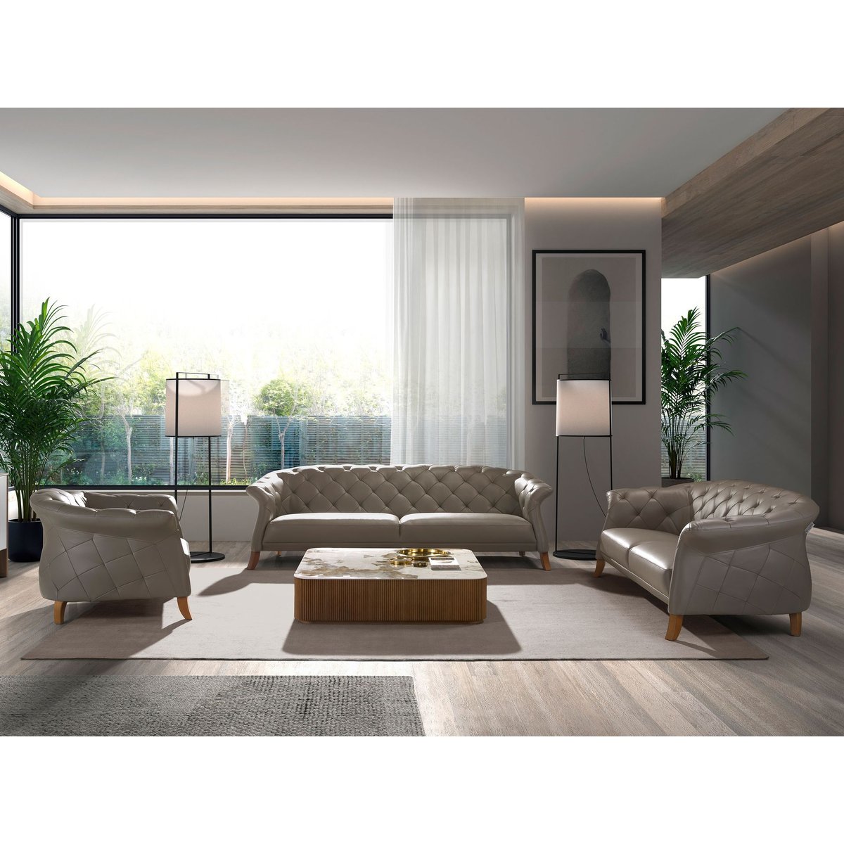Fauteuil en cuir gris | miel, ANGEL CERDA