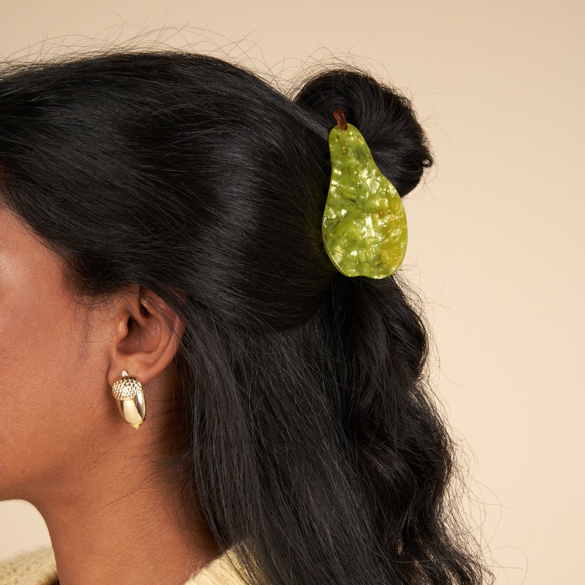 Pince à cheveux POIRE vert nacré, COUCOU SUZETTE