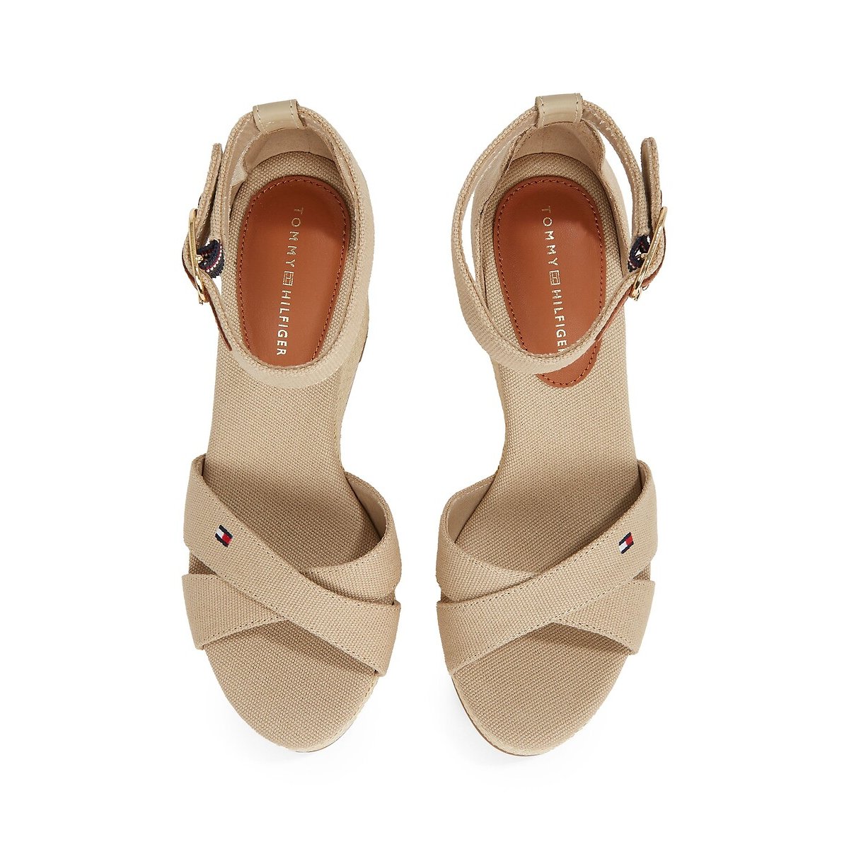 Wrapover Wedge Sandals beige, TOMMY HILFIGER