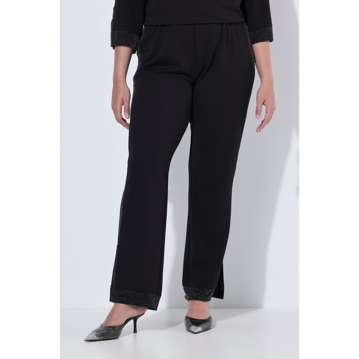 Pantalon en jersey, strass scintillants noir, ULLA POPKEN