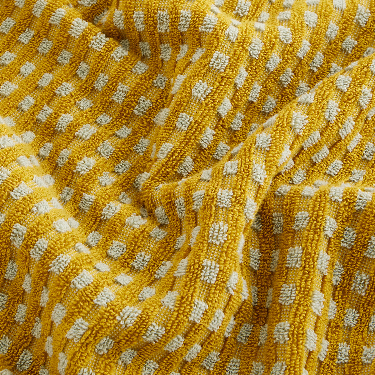 Maxi drap de bain tissé, en éponge jacquard 500 g, GRANNA vert olive/opaline, LA REDOUTE INTERIEURS