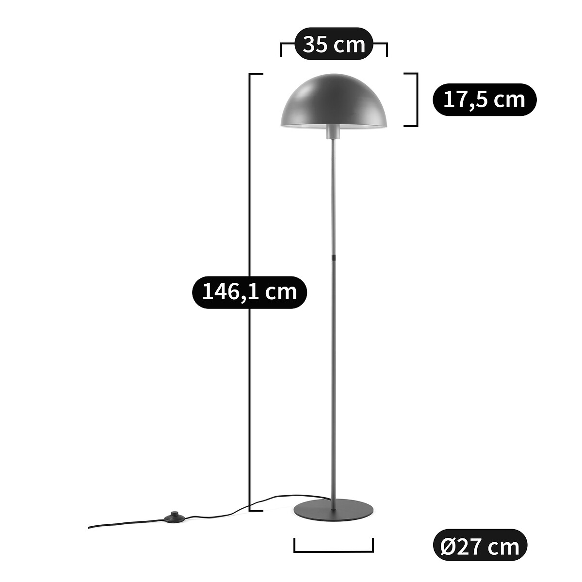 Lampadaire champignon bicolore métal fer, Capi moutarde, LA REDOUTE INTERIEURS