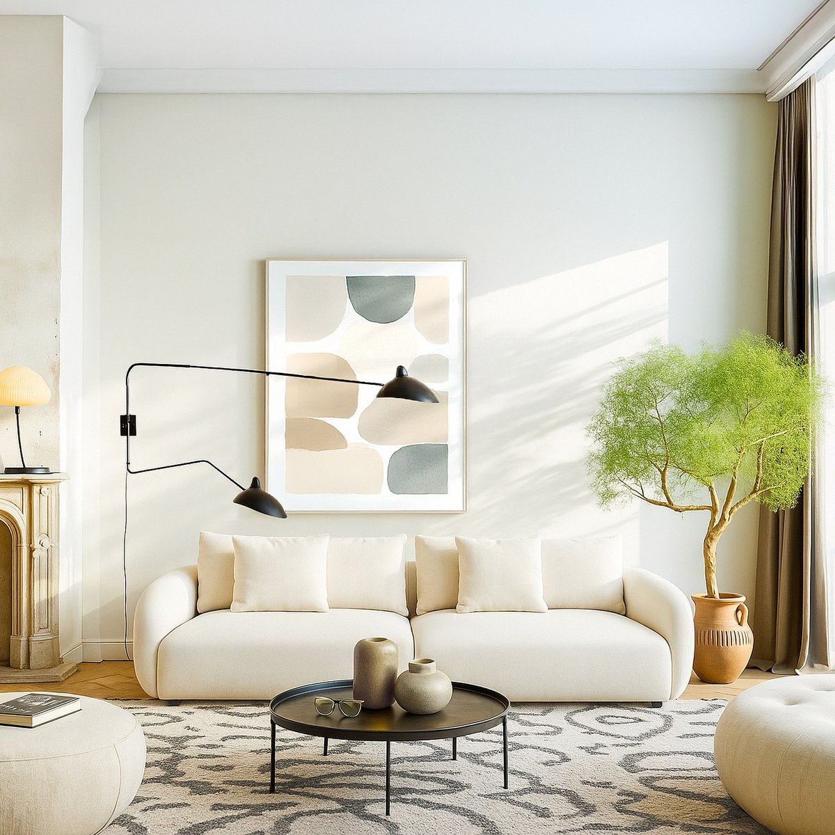 Canapé fixe tissu NIZIDA beige, HABITAT