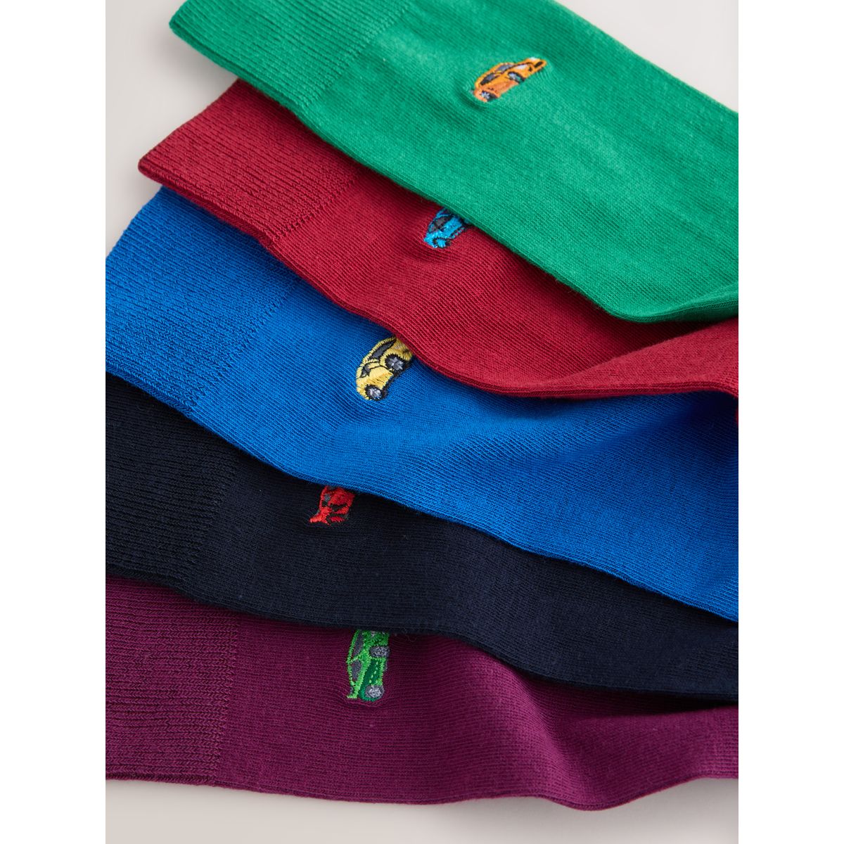 Chaussettes brodées fun, 5 paires voiture bleue/verte/rouge, NEXT