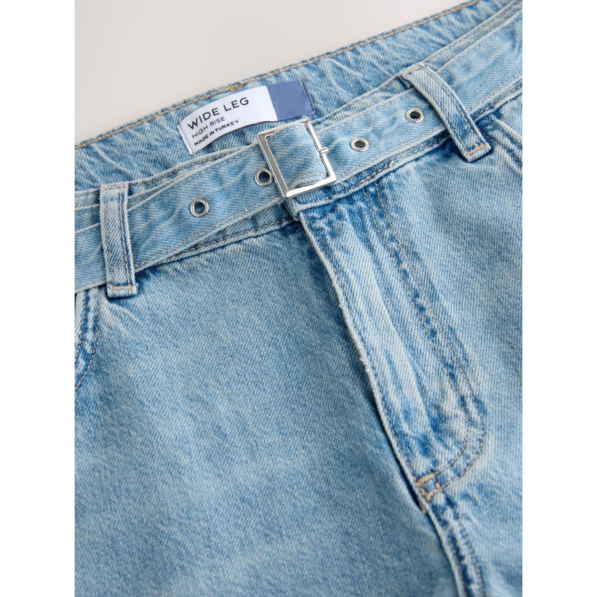 Jean large à ceinture bleu clair, NEXT