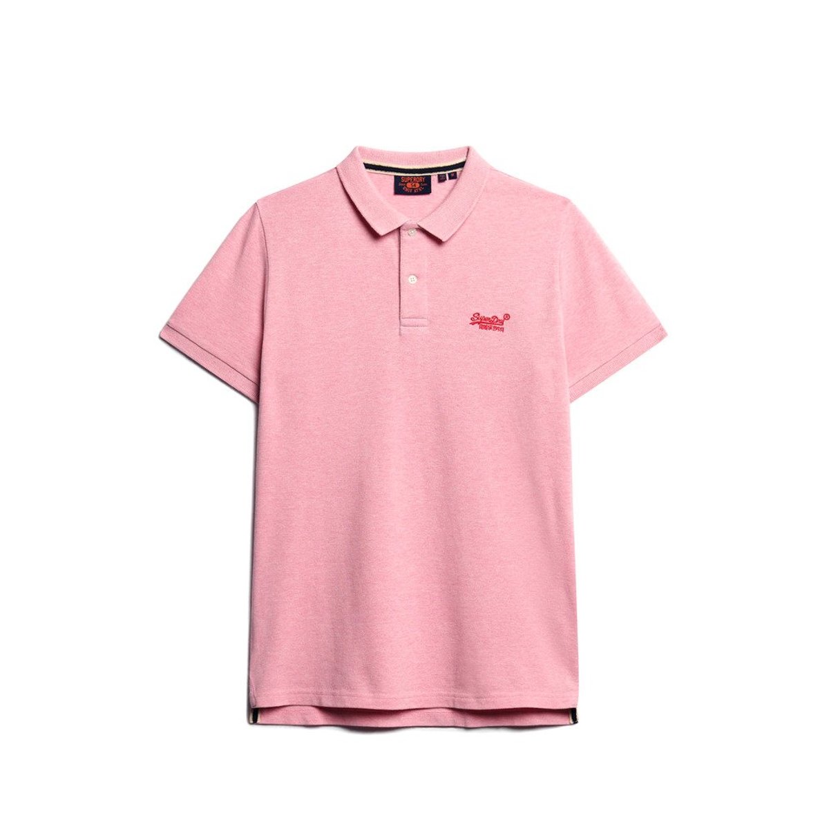 Polo manches courtes piqué rose clair chiné, SUPERDRY