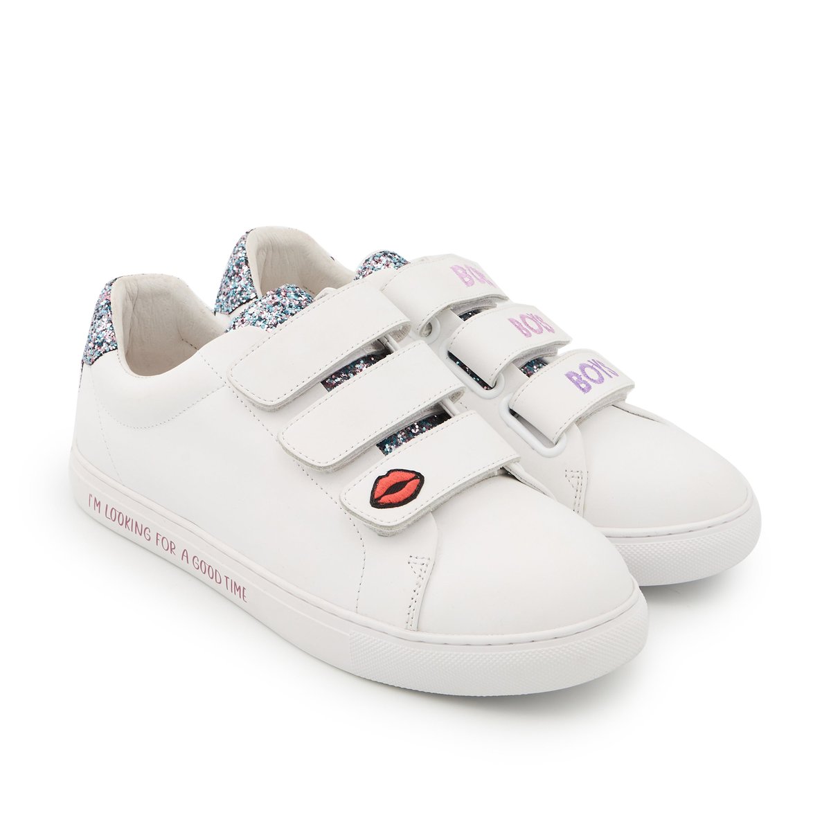 Baskets En Cuir Edith Boys blanc, BONS BAISERS