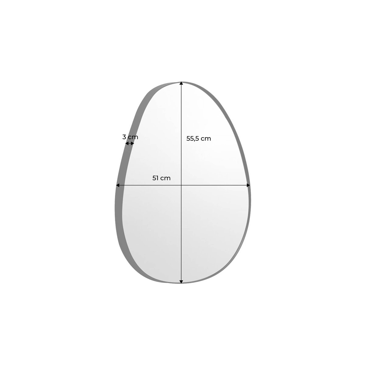 Miroir organique métal 55,5cm HARPER noir, SWEEEK