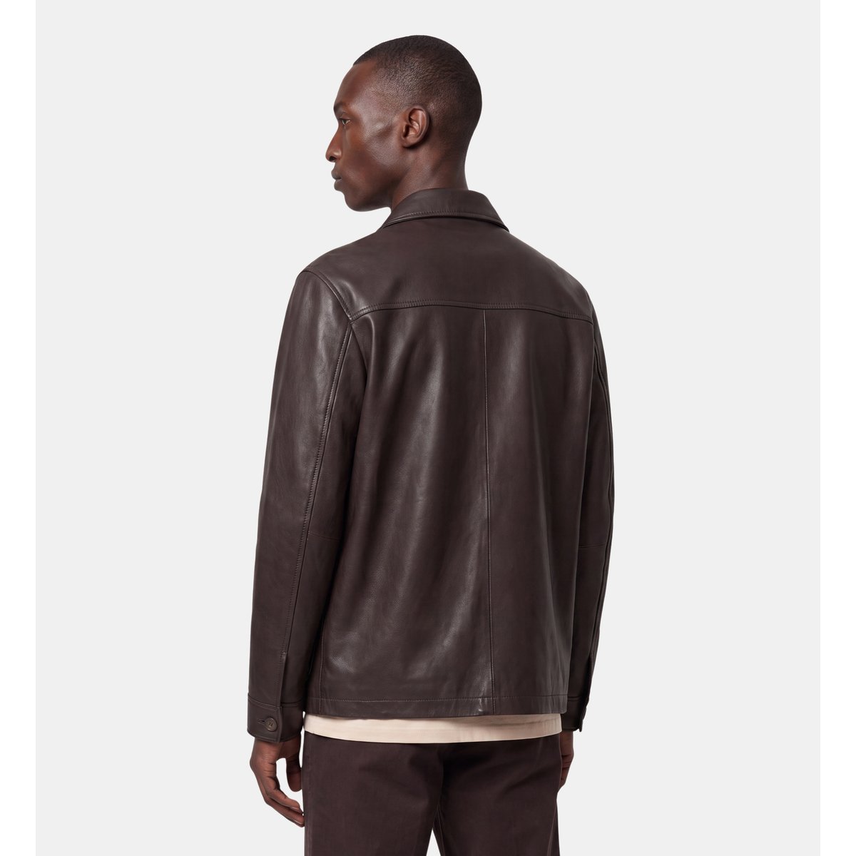 Veste droite torkuir cuir marron cafe, GALERIES LAFAYETTE