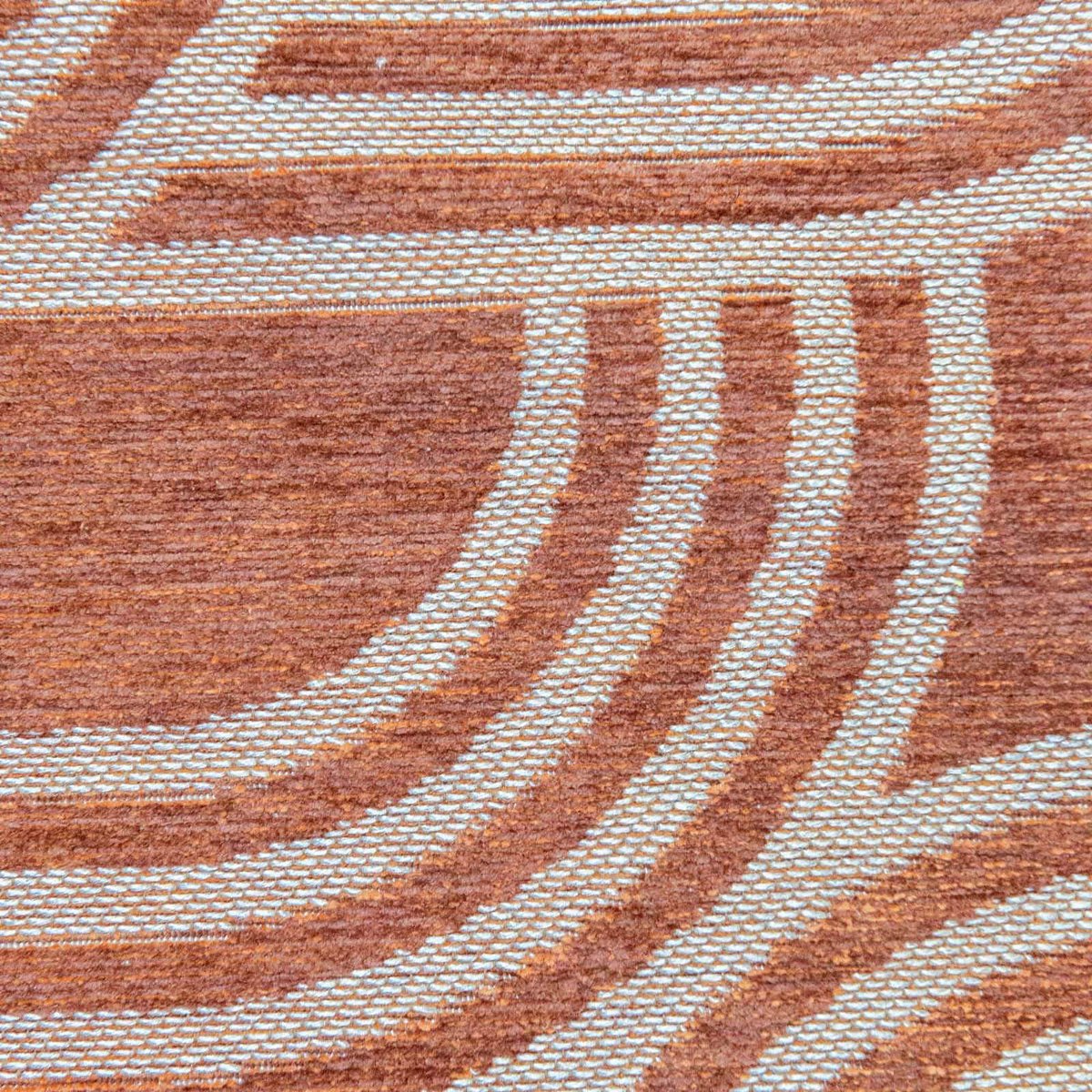 Tapis intérieur extérieur, DISCO rouge terracotta à motif gris clair, RECOLLECTION