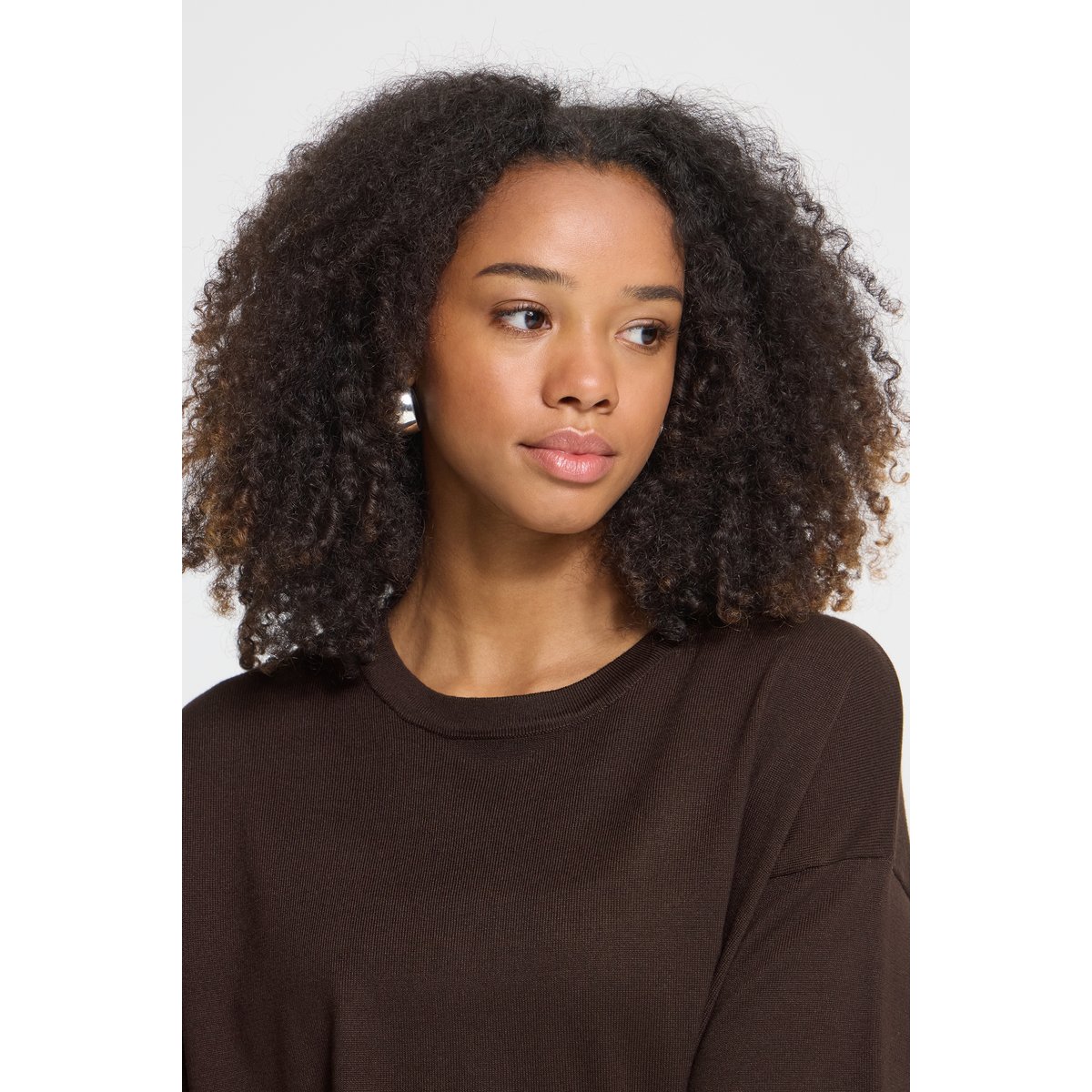 Pull en maille manches courtes marron chocolate torte, ICHI