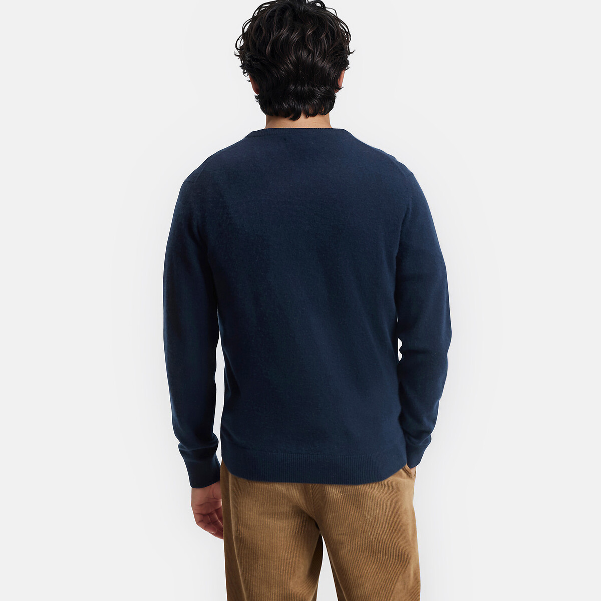 Pull col V en cachemire bleu marine, LA REDOUTE COLLECTIONS