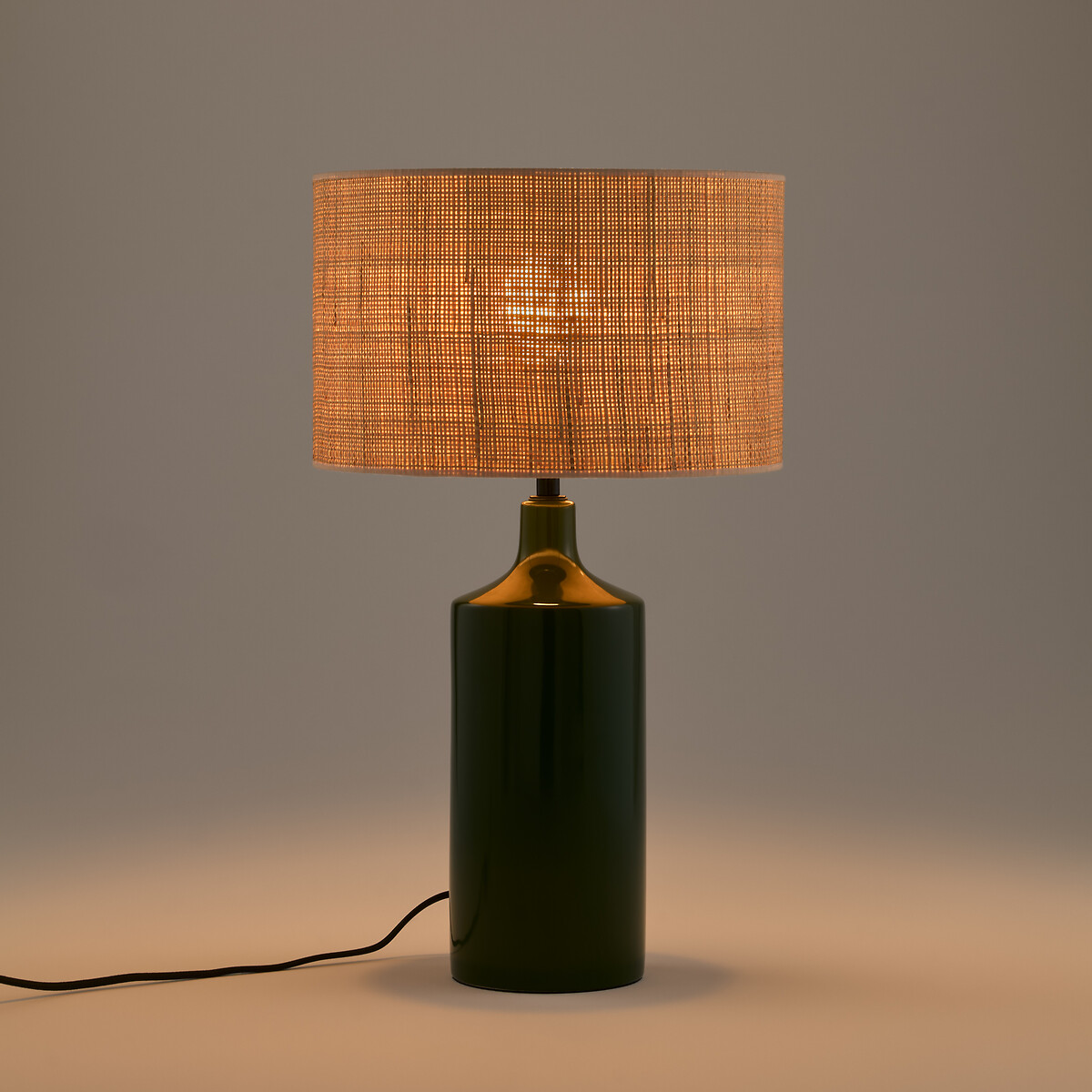 Lampe à poser céramique et raphia, Rabano vert, LA REDOUTE INTERIEURS
