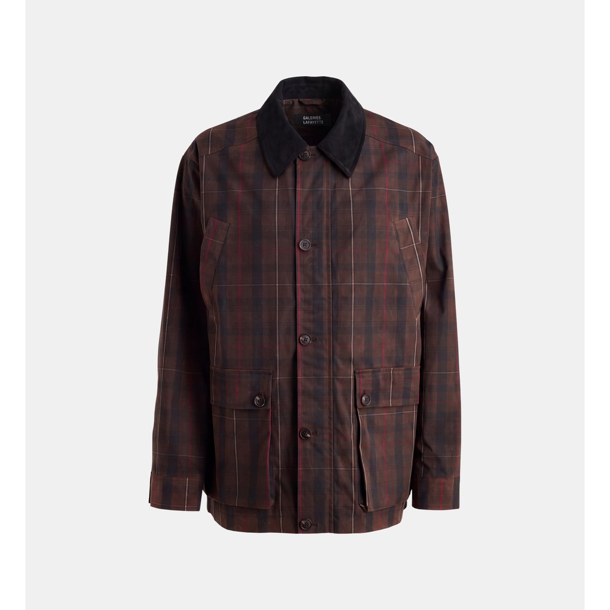Veste droite tadwax col velours marron rouge, GALERIES LAFAYETTE