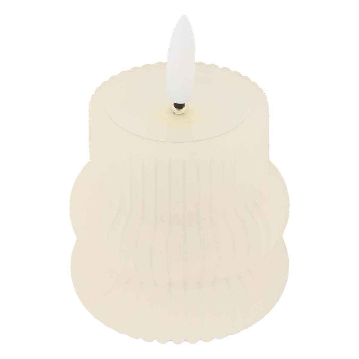 Bougie LED Fancy ronde H.9cm beige modèle a, ATMOSPHERA