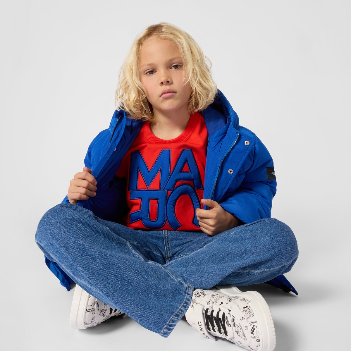 Doudoune à capuche bleu vif, MARC JACOBS