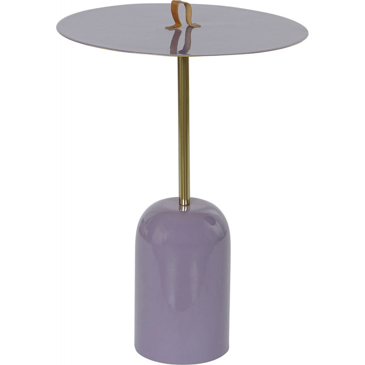 Table d'appoint ronde en fer et cuir, URBAN lilas pastel raffiné, RECOLLECTION
