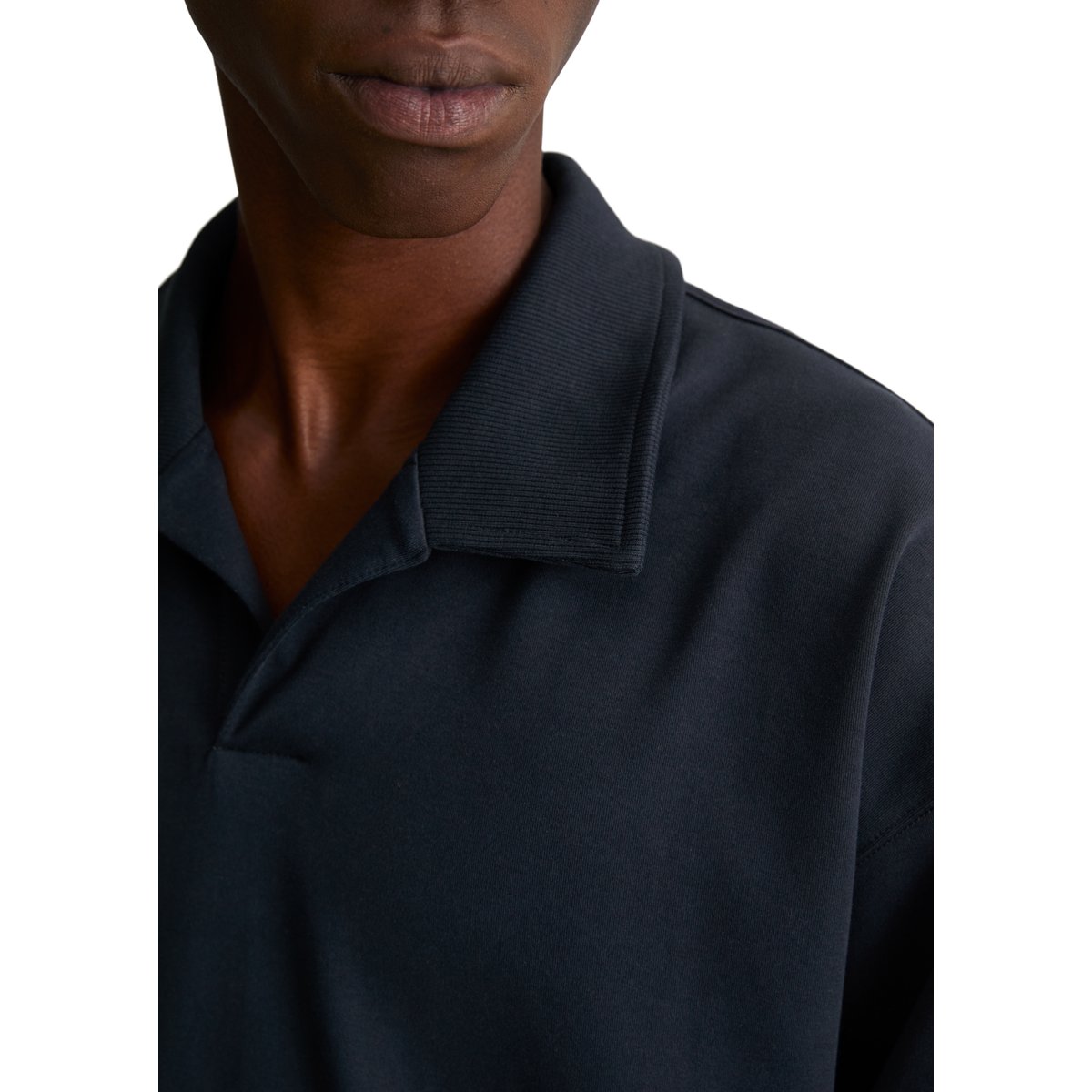 Sweat-shirt polo coupe classique en jersey interlock épais bleu, MARC O’POLO DENIM