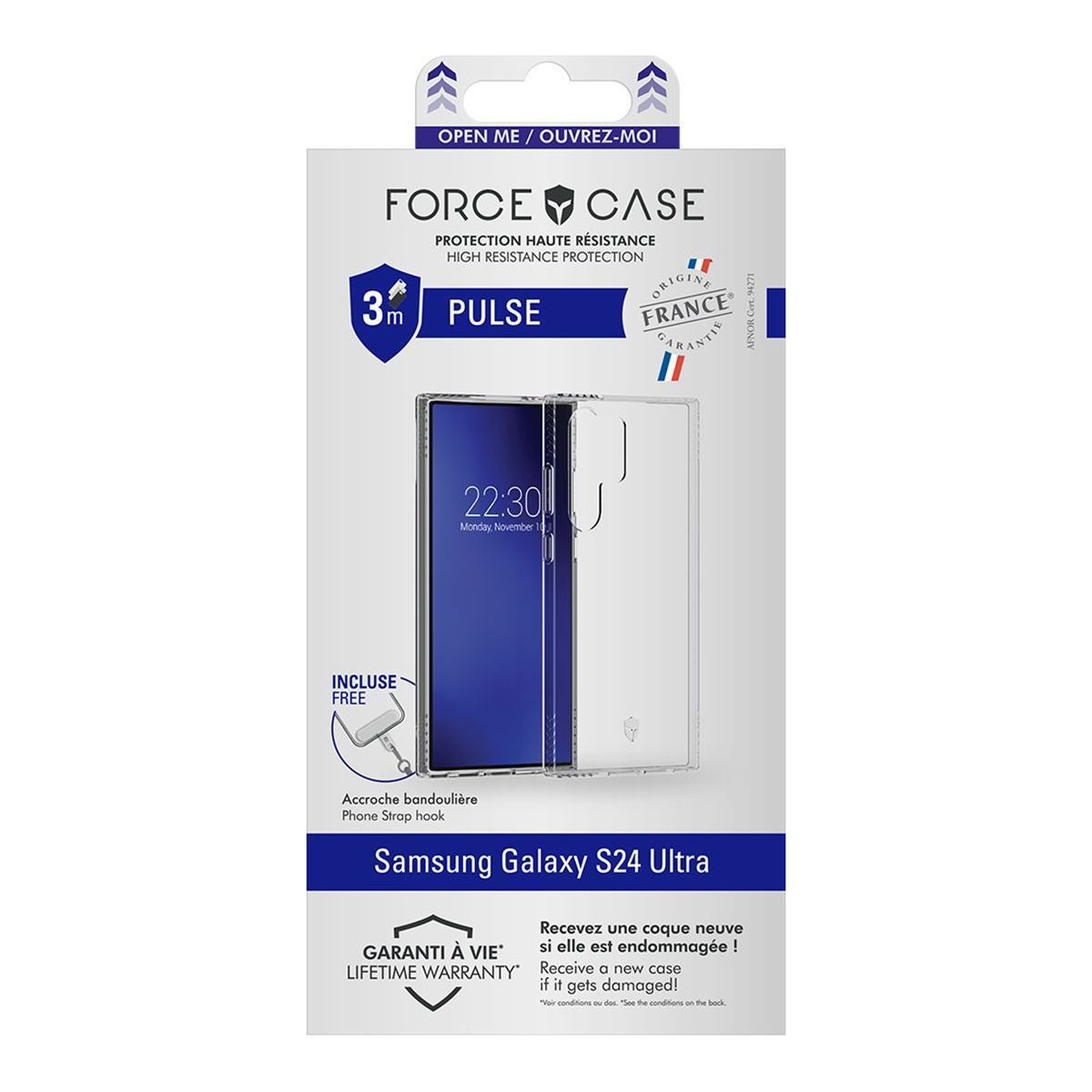 Coque Samsung Galaxy S24 Ultra transparente couleur unique, FORCE CASE
