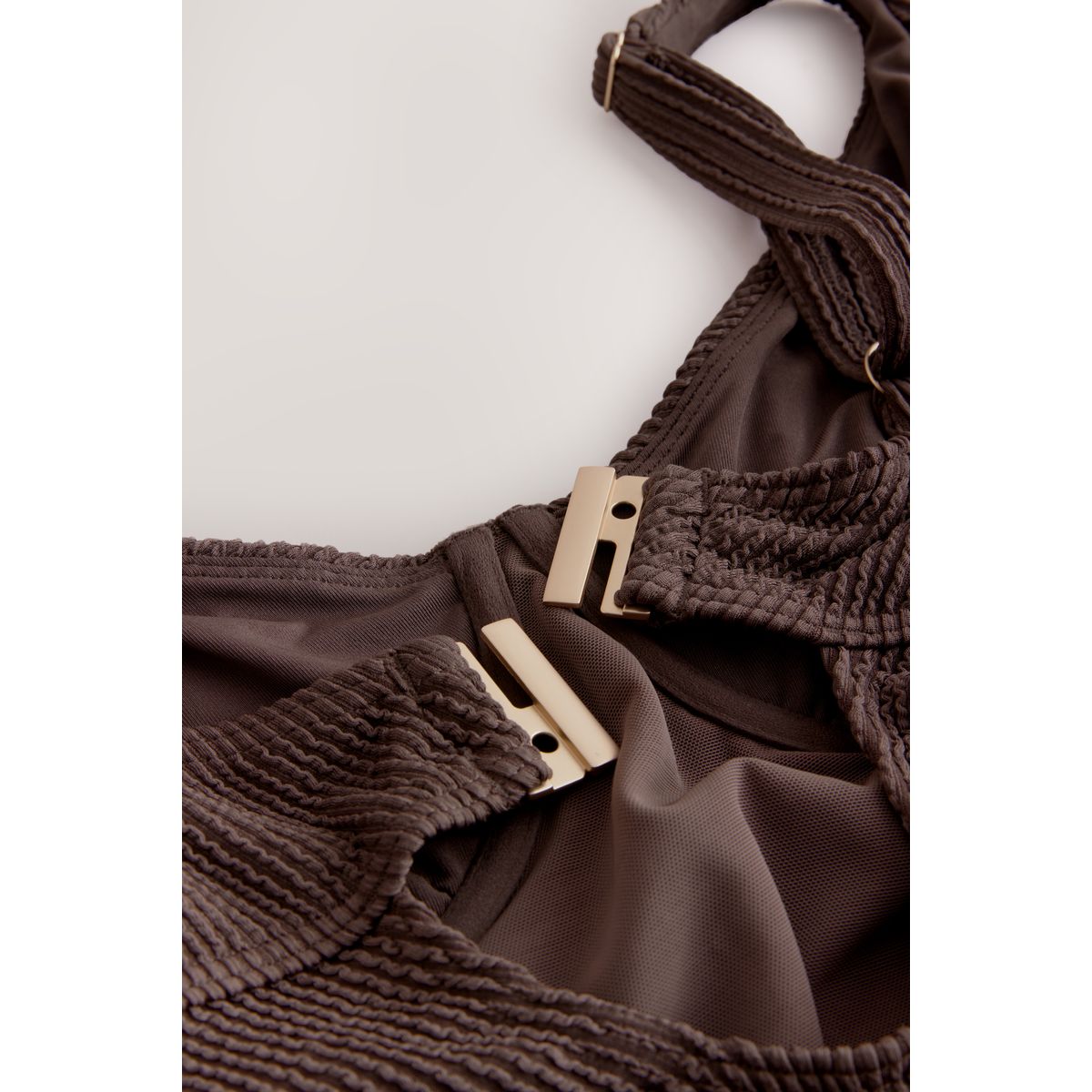 Maillot de bain gainant crinkle brun chocolat, NEXT