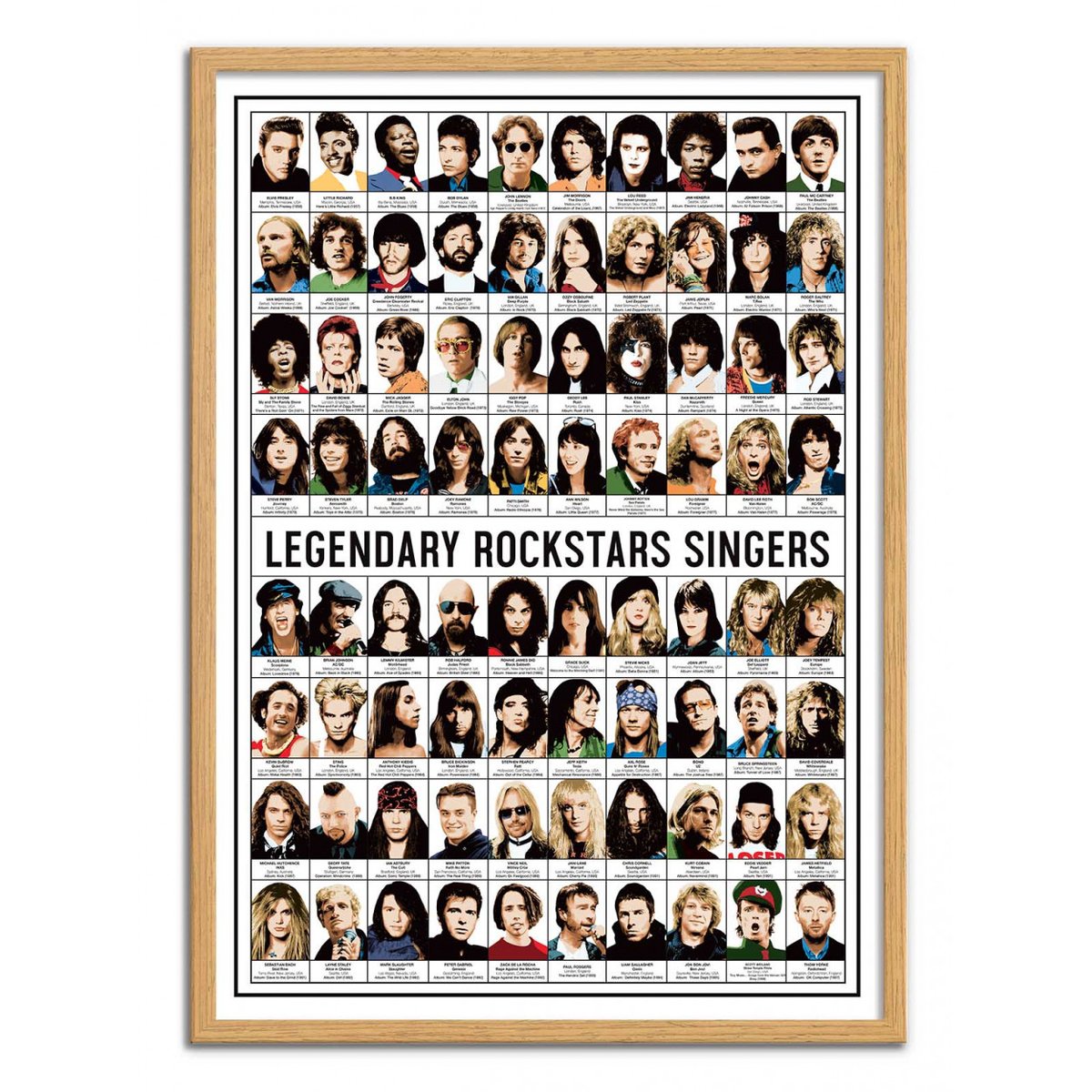Affiche d'art - Legendary Rockstars Singers - Olivier Bourdereau affiche d'art, WALL EDITIONS