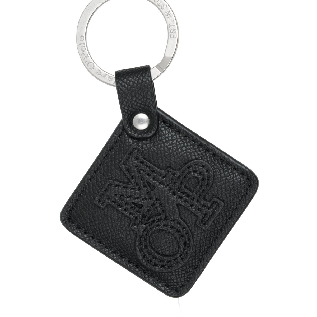 Porte-clés modèle Timur fabriqué à partir d'un substitut de cuir en polyester recyclé noir, MARC O'POLO