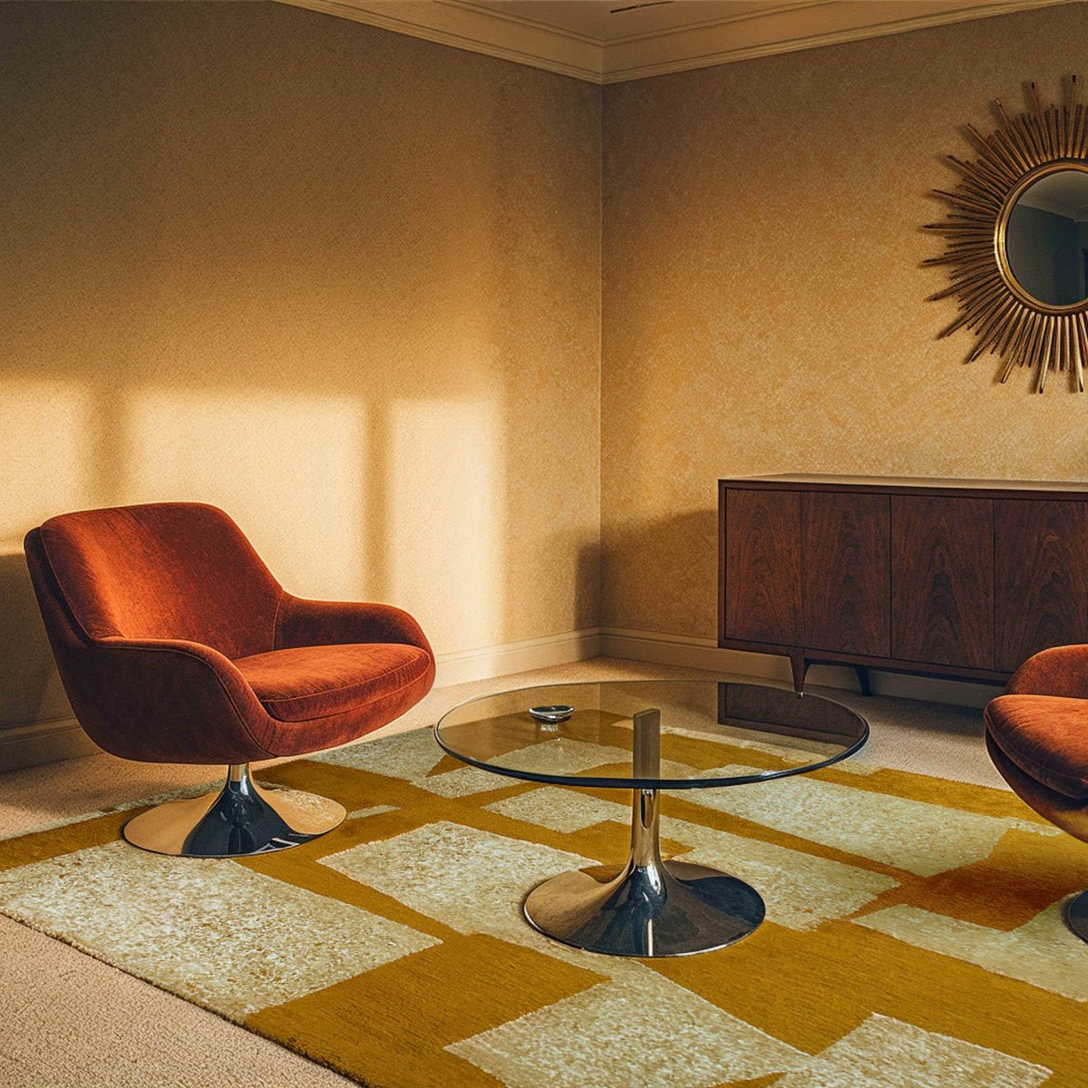 Tapis intérieur et extérieur jacquard, SKIP jaune ocre et beige sable, RECOLLECTION