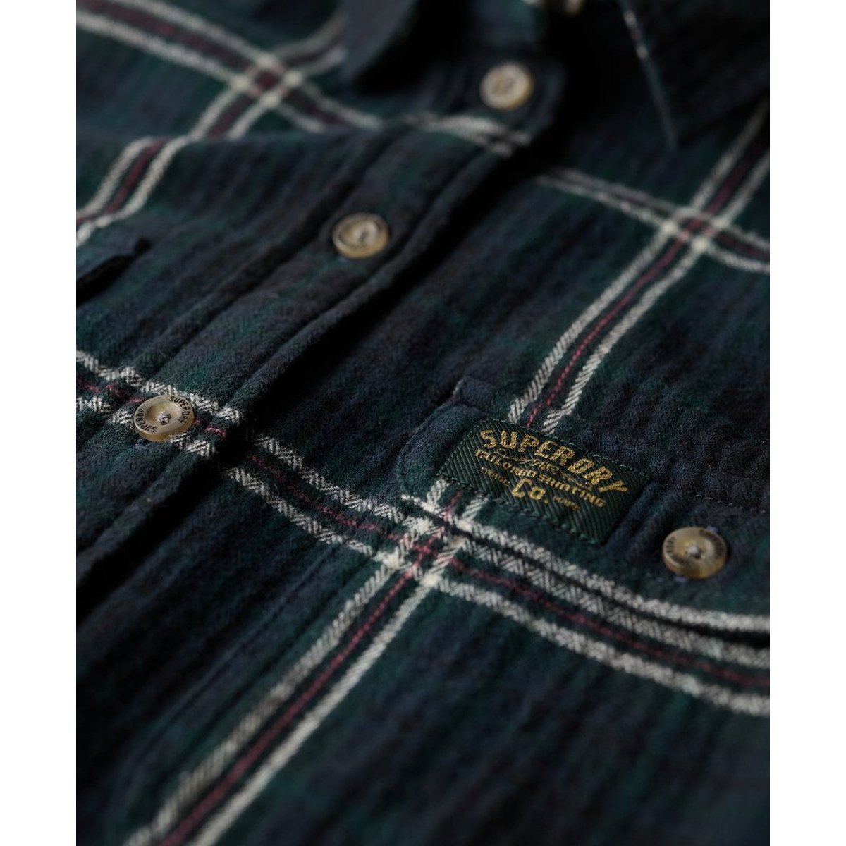 Chemise à carreaux en flanelle Lumberjack bleu marine/vert à carreaux, SUPERDRY