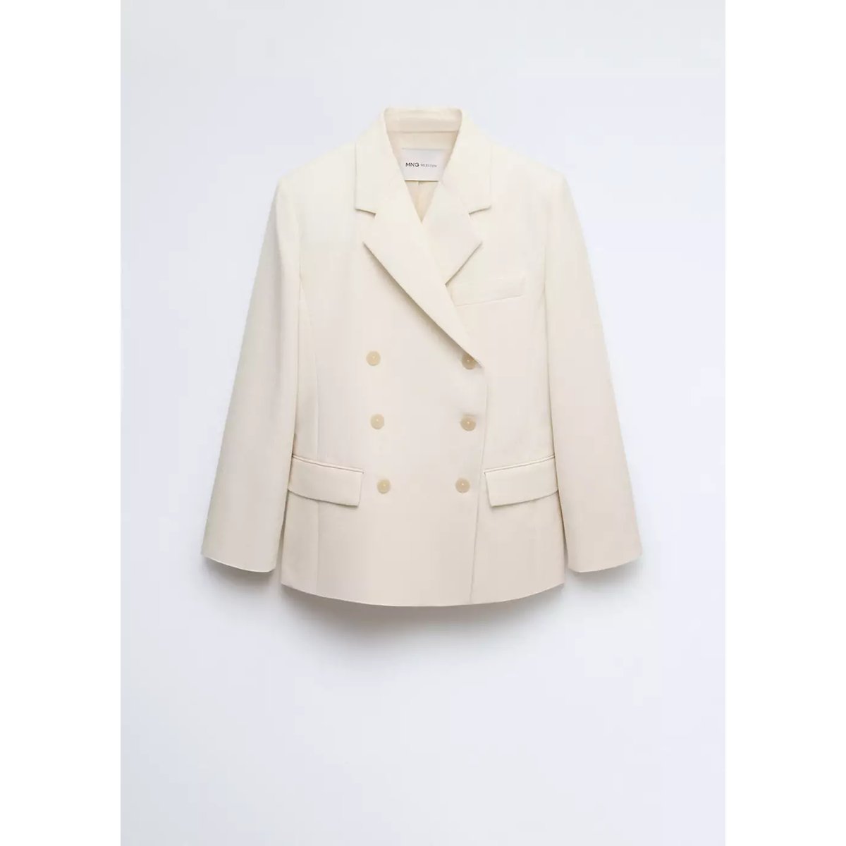 Blazer en laine double boutonnage écru, MANGO