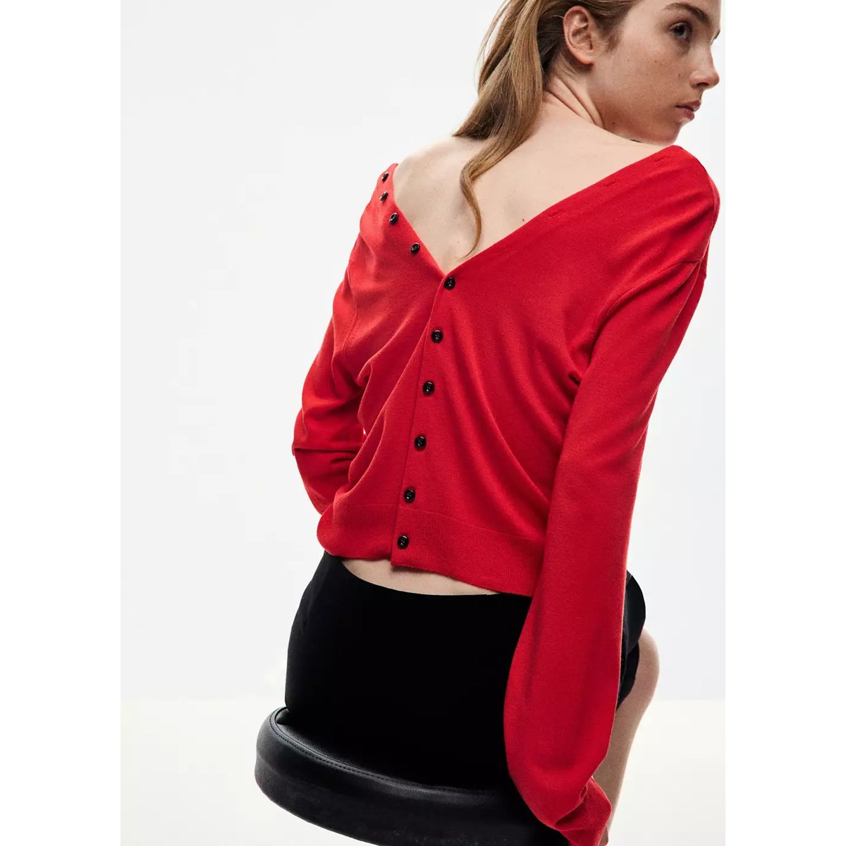 Cardigan maille boutons rouge, MANGO