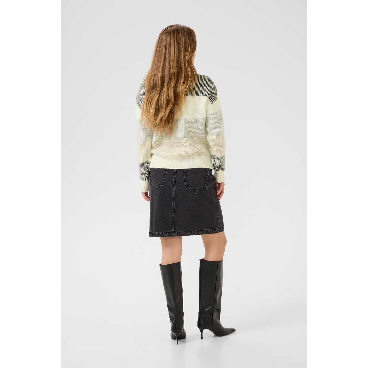 Pullover tricoté blanc chalk multicolor stripe, KAFFE