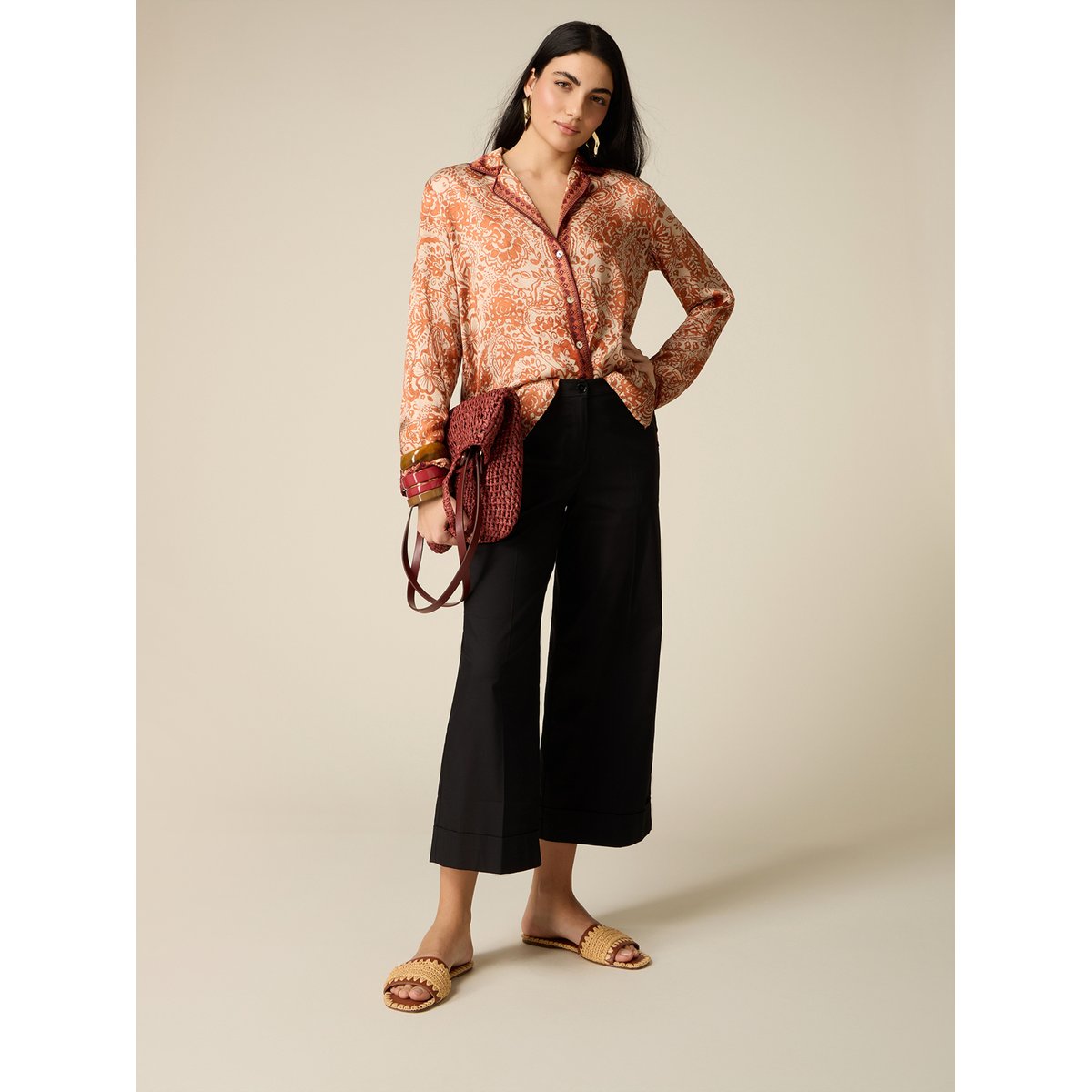 Pantalon cropped noir, OLTRE