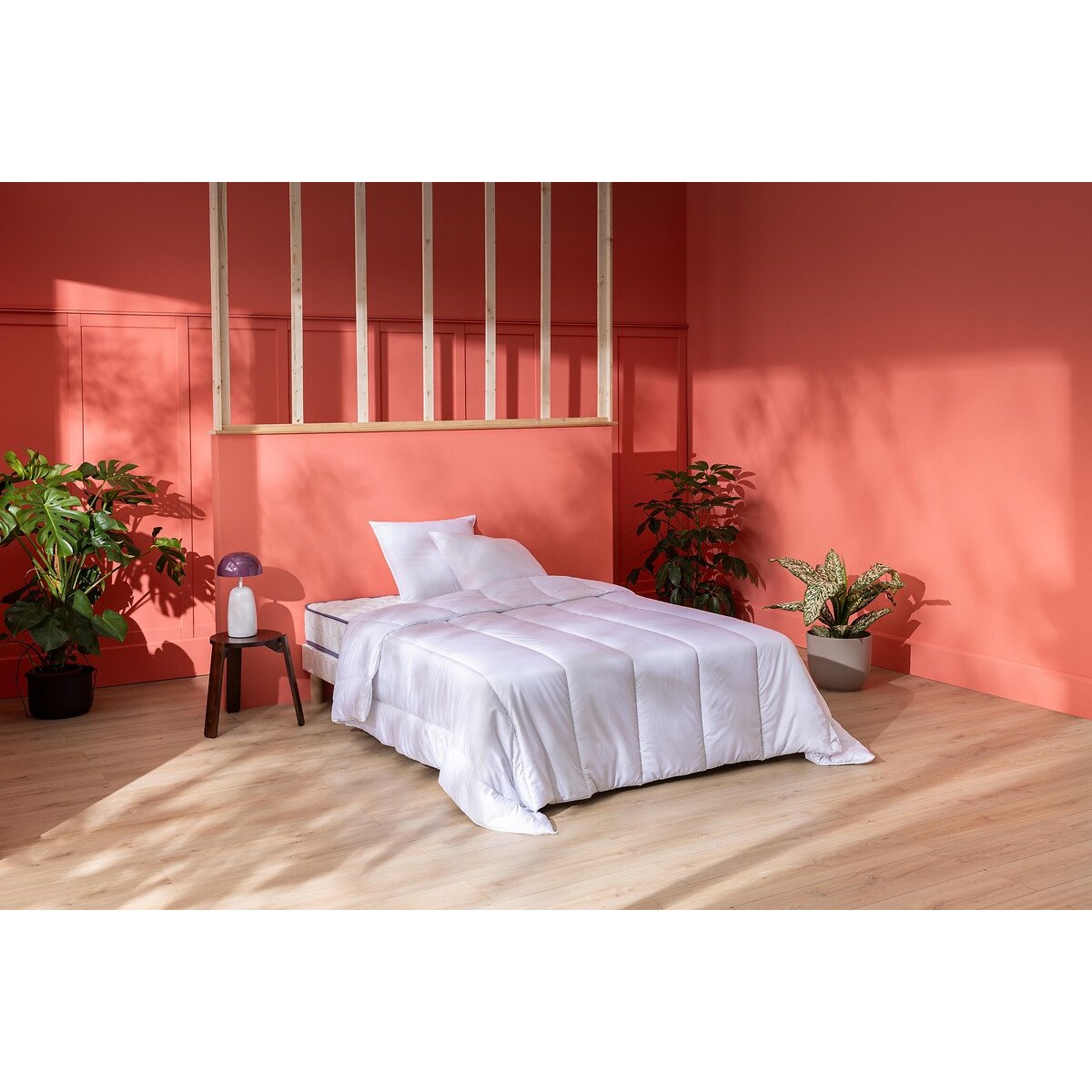 Ensemble matelas, sommier, couette et oreillers blanc, MERINOS
