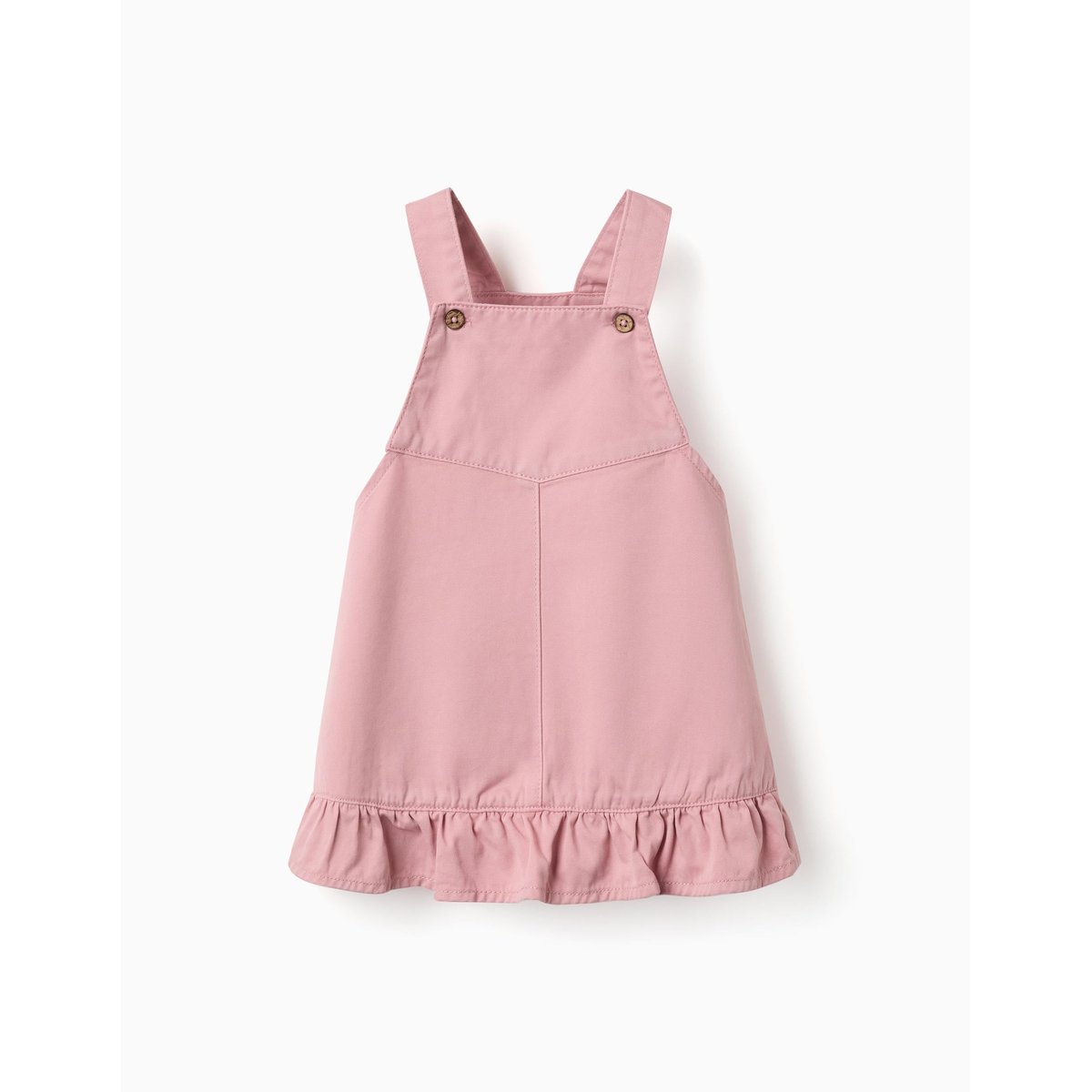 Robe salopette en sergé avec ourlet à volants rose clair, ZIPPY