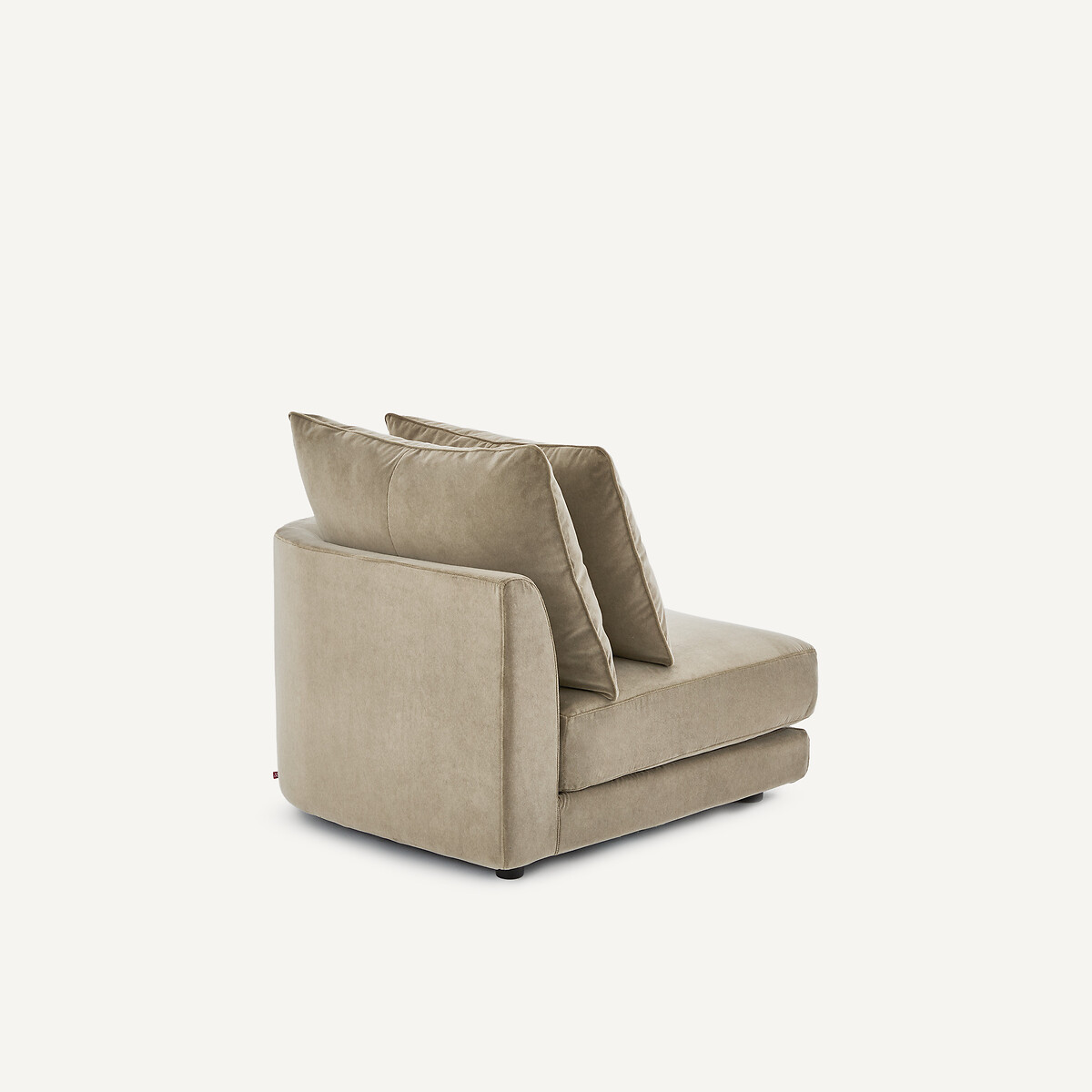Demi-canapé droit, arrondi, modulable en velours stonewashed, TIBERIO gris shiitaké, AM.PM