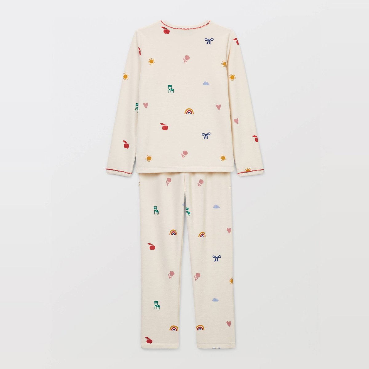 Pyjama velours manches longues imprimé en coton BIO naturel, MONOPRIX