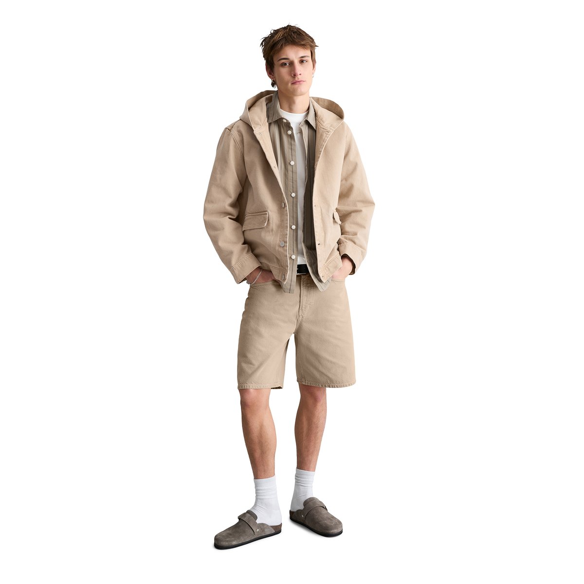 Blouson en jean à capuche regular en denim de coton bio robuste beige, MARC O’POLO DENIM