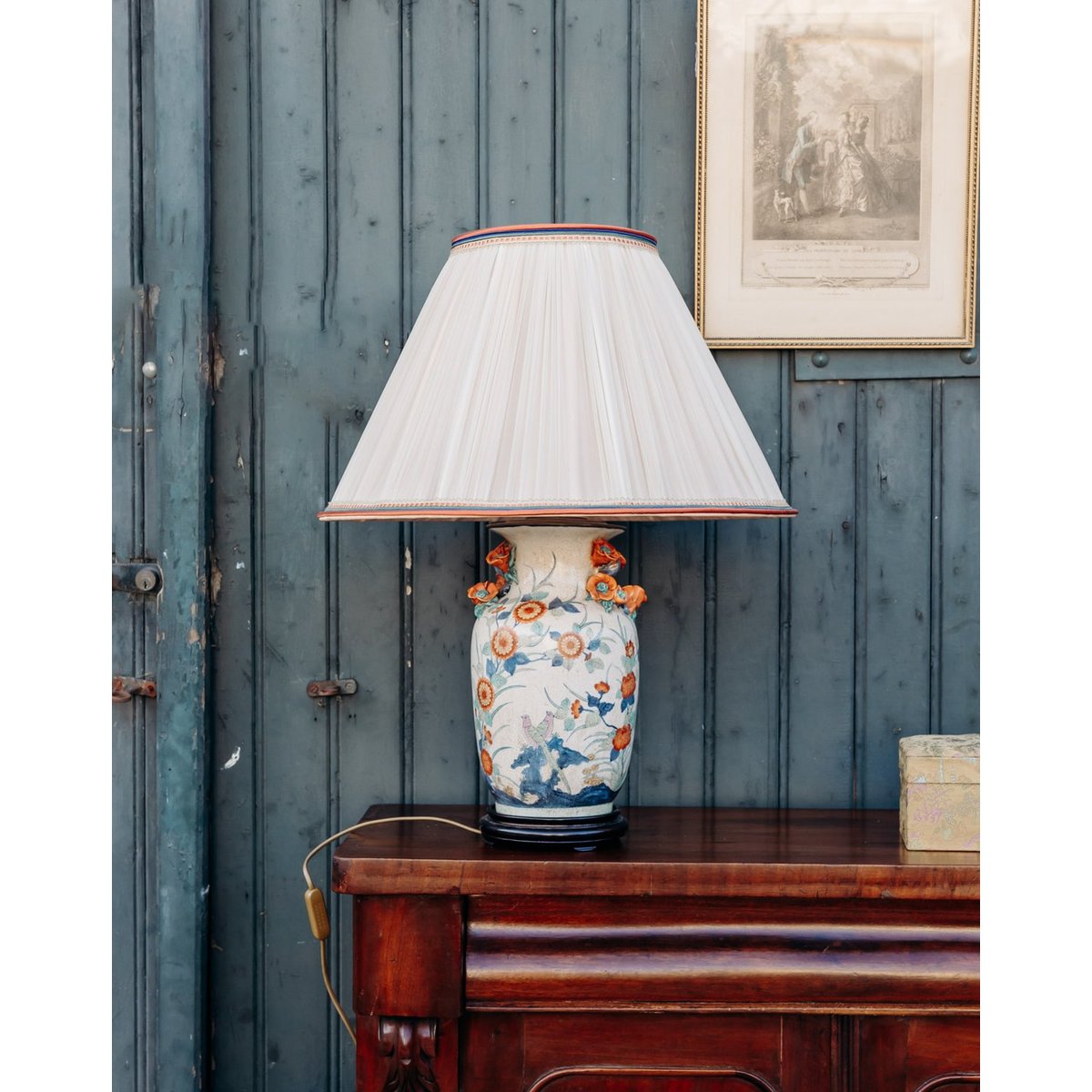 Lampe à poser en céramique Suzanne N°443 - Bon état beige, DEBONGOUT