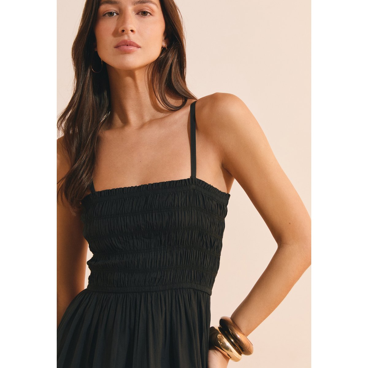Robe longue en coton AMY noir, ETAM