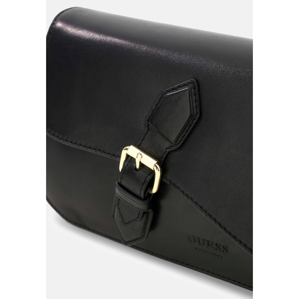 Sac À Bandoulière En Cuir Véritable Charlotte noir, GUESS