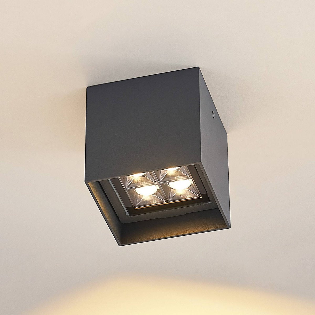Plafonnier extérieur en aluminium moderneLED anthracite, LINDBY