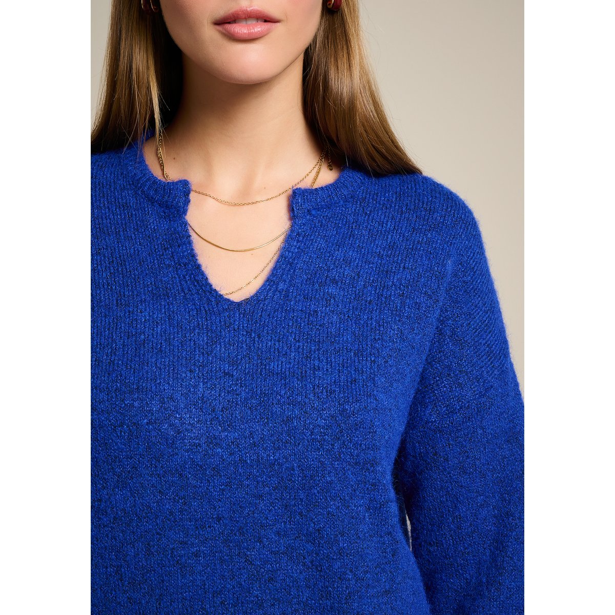 Pull col tunisien bleu electrique, LOLALIZA