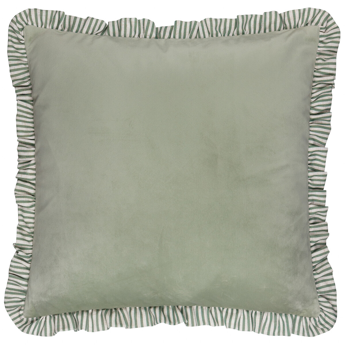 Solene Ruffle Matte Velvet Filled Cushion sage, WYLDER