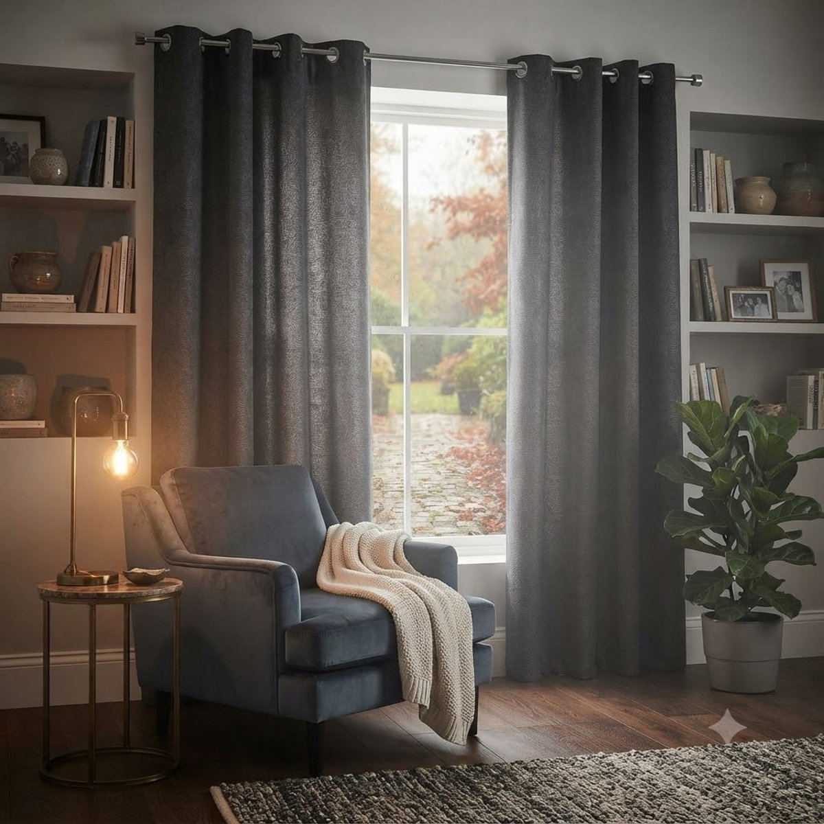 1 Rideau en polyester 140 x 240 cm anthracite Dreamtime gris, EDEN