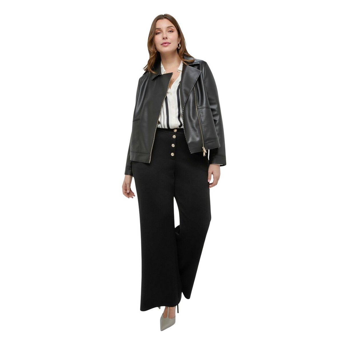 Veste biker avec détails à rayures noir, FIORELLA RUBINO