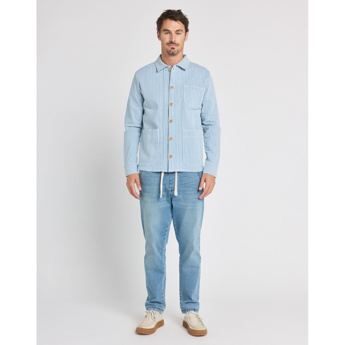 VESTE WORKER LIGHT STRIPE bleu clair, PULLIN