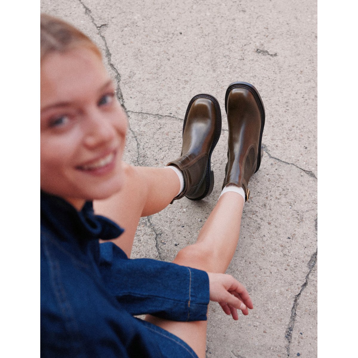 Bottines à talons JAYA cuir kaki, ODAJE
