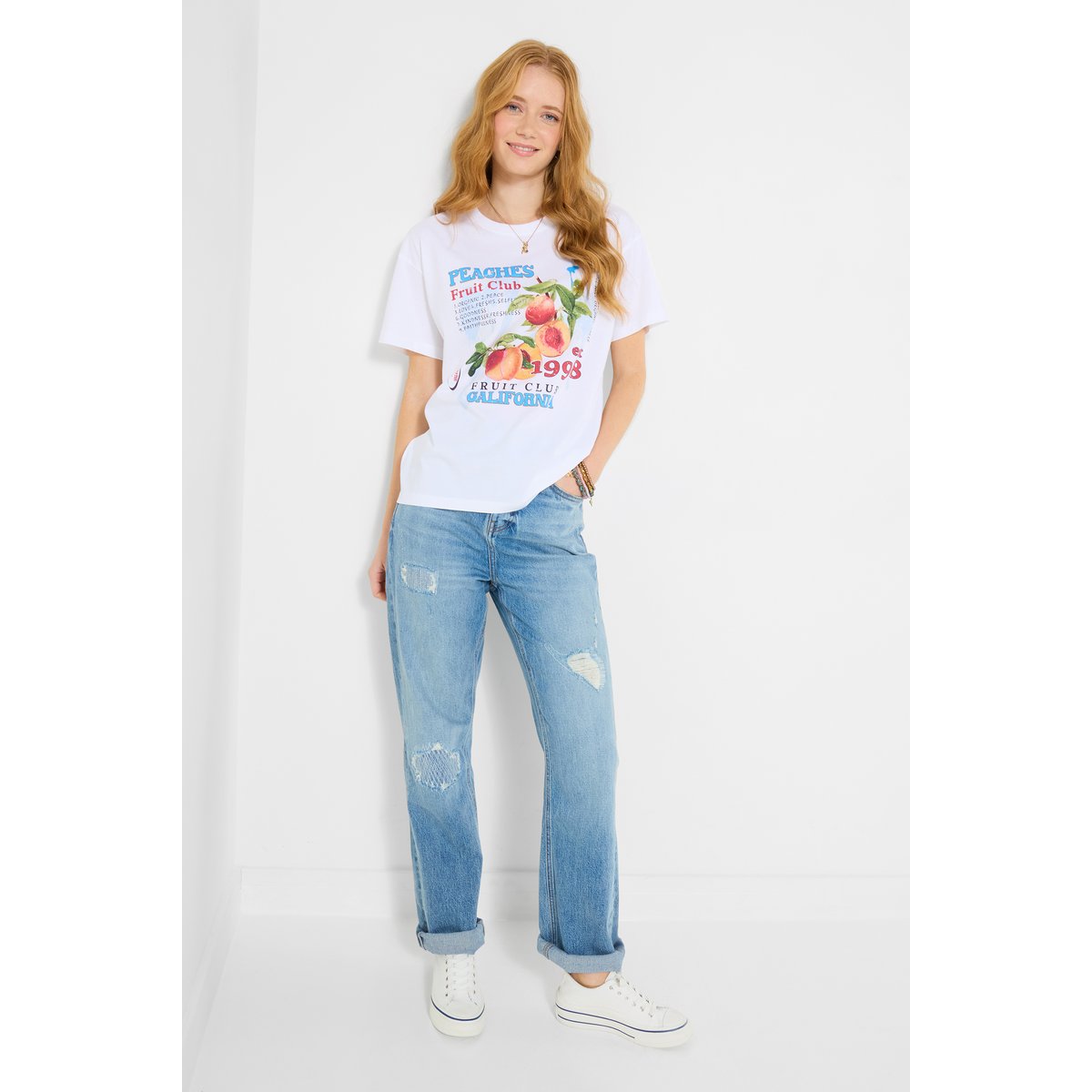 T-shirt ample à motif fruit blanc, JOE BROWNS